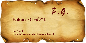 Pakos Girót névjegykártya